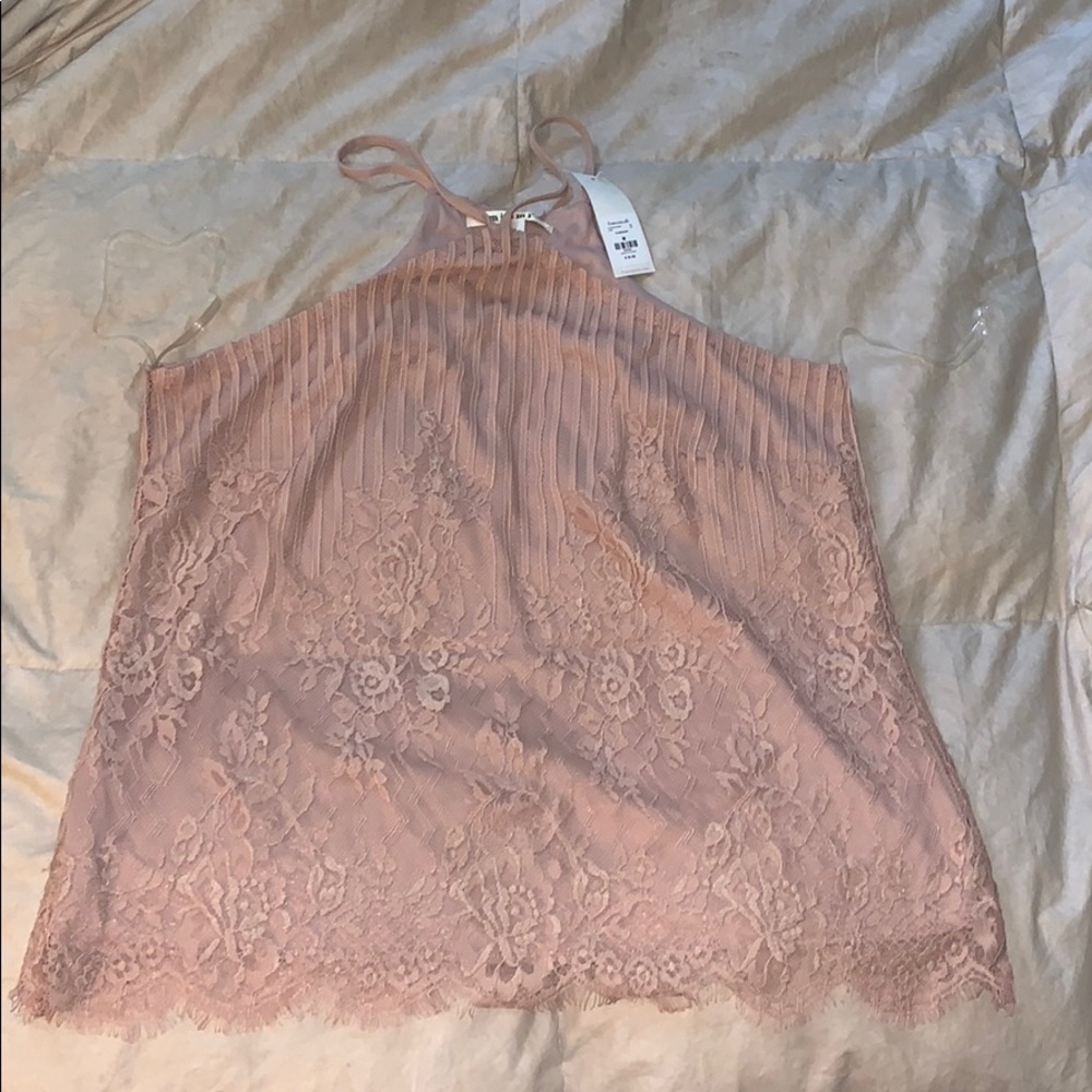 High neck tan lace tank new!